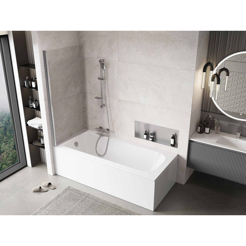Mexen Mist paroi de douche à 1 volet 80 x 150 cm, transparent, chrome - 8A9-080-001-01-00