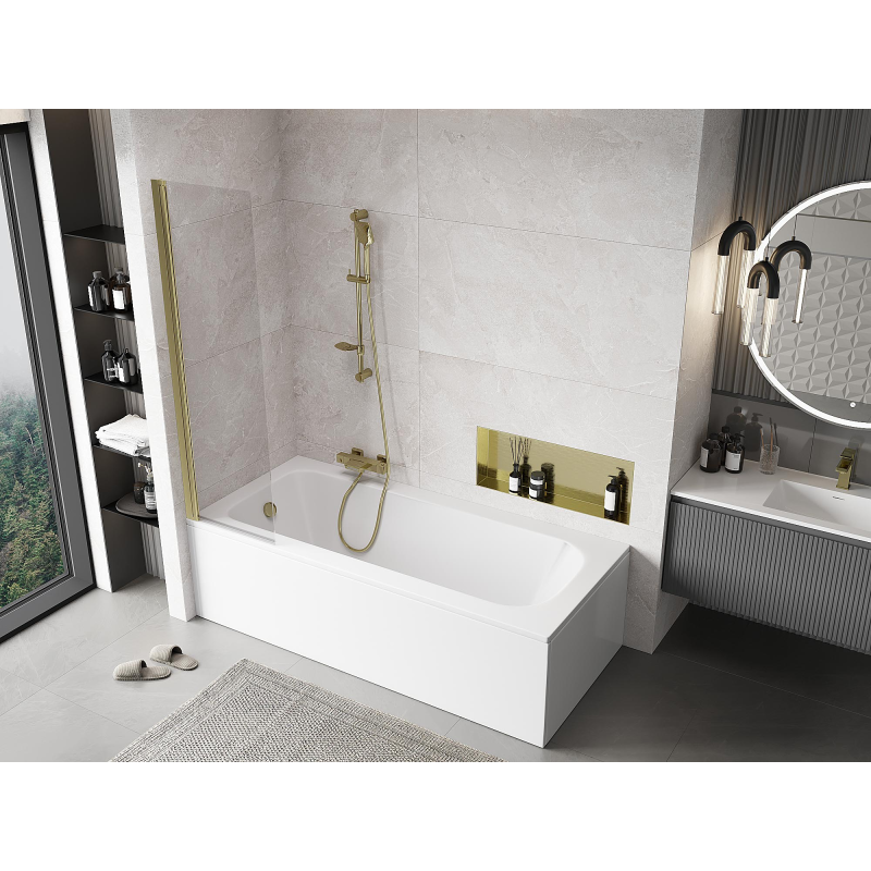 Mexen Mist paroi de baignoire 1-volet 50 x 150 cm, transparent, doré - 8A9-050-001-50-00