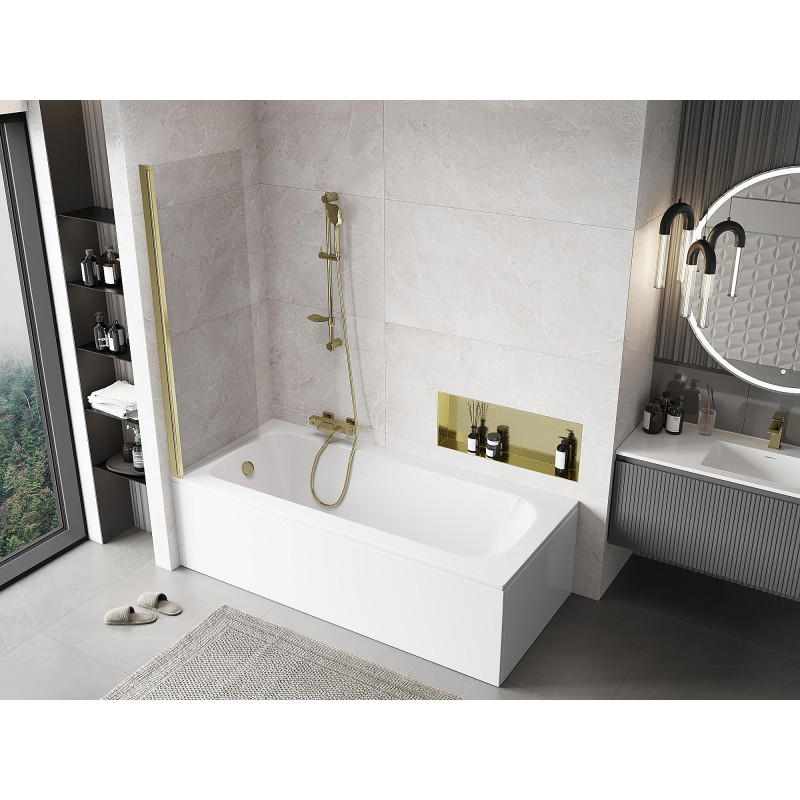 Mexen Mist 1-wing shower screen 60 x 150 cm, transparent, gold - 8A9-060-001-50-00