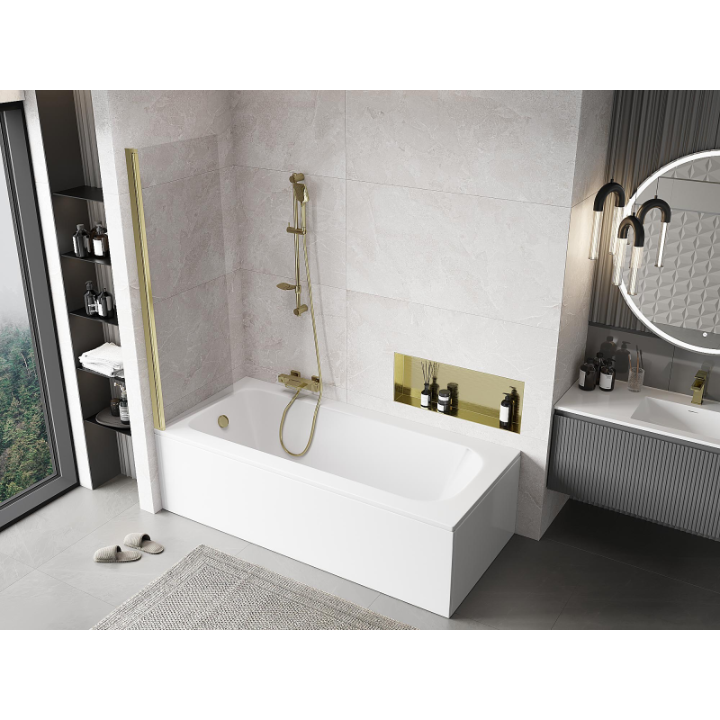 Mexen Mist painel de banho de 1 folha 60 x 150 cm, transparente, dourado - 8A9-060-001-50-00