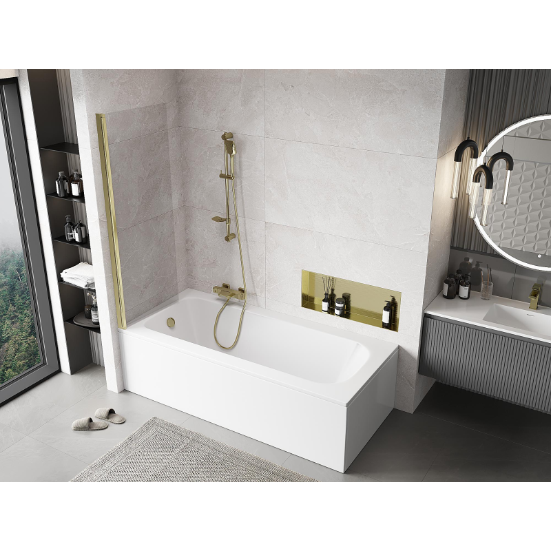 Mexen Mist paravento per doccia 1 anta 60 x 150 cm, trasparente, oro - 8A9-060-001-50-00