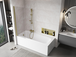 Mexen Mist paravento per doccia 1 anta 60 x 150 cm, trasparente, oro - 8A9-060-001-50-00