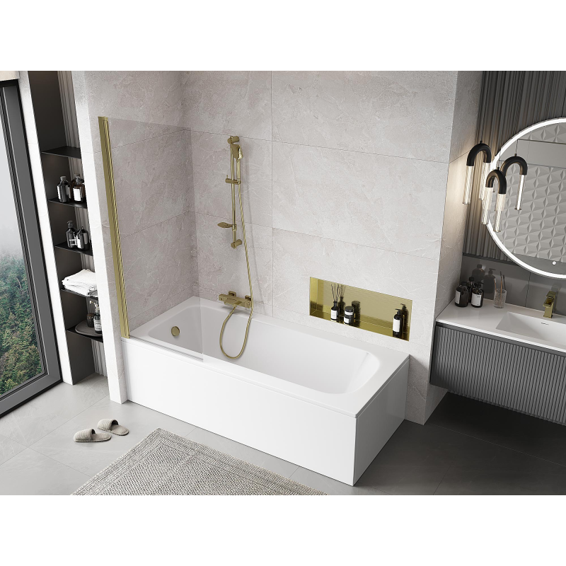 Mexen Mist douchewand 1-vleugelig 70 x 150 cm, transparant, goud - 8A9-070-001-50-00