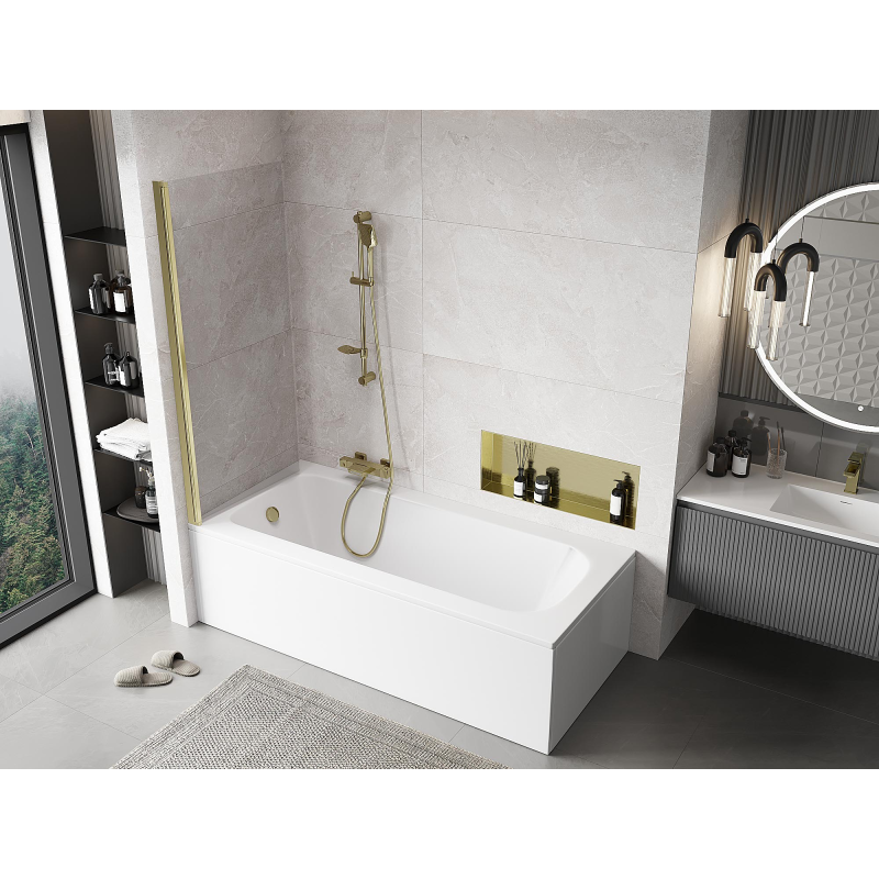 Mexen Mist douchewand 1-vleugelig 70 x 150 cm, transparant, goud - 8A9-070-001-50-00