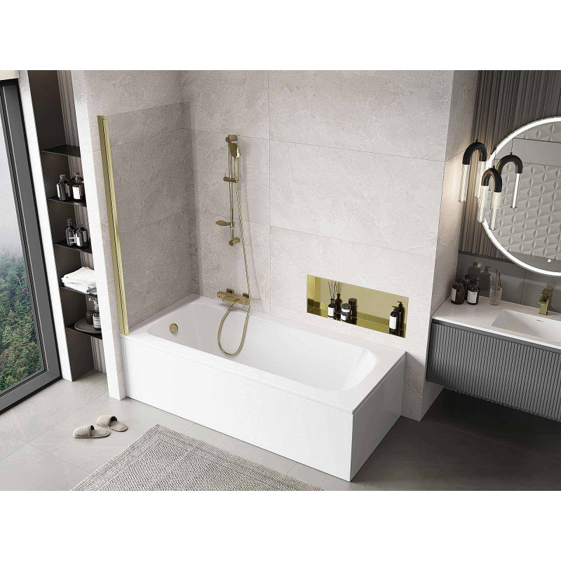 Mexen Mist Shower Screen 1-Panel 80 x 150 cm, Transparent, Gold - 8A9-080-001-50-00