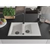 Mexen Gaspar granitspüle 1,5-becken mit abtropffläche und küchenarmatur Duero, weiß - 6507-20-671600-70