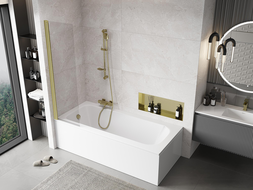 Mexen Mist badwand 1-delig 50 x 150 cm, transparant, goud geborsteld - 8A9-050-001-55-00