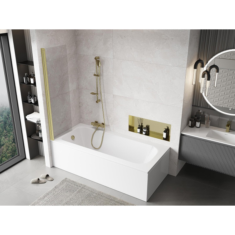 Mexen Mist 1-panel Shower Screen 50 x 150 cm, Transparent, Brushed Gold - 8A9-050-001-55-00