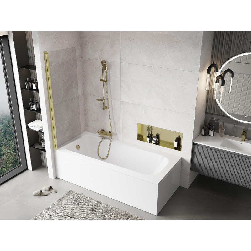 Mexen Mist 1-panel shower screen 60 x 150 cm, transparent, brushed gold - 8A9-060-001-55-00