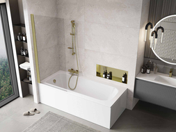 Mexen Mist douchewand 1-delige 80 x 150 cm, transparant, goud geborsteld - 8A9-080-001-55-00