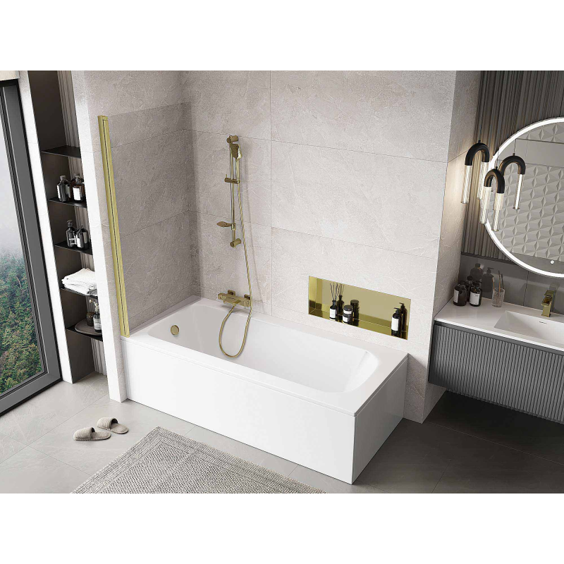 Mexen Mist douchewand 1-delige 80 x 150 cm, transparant, goud geborsteld - 8A9-080-001-55-00