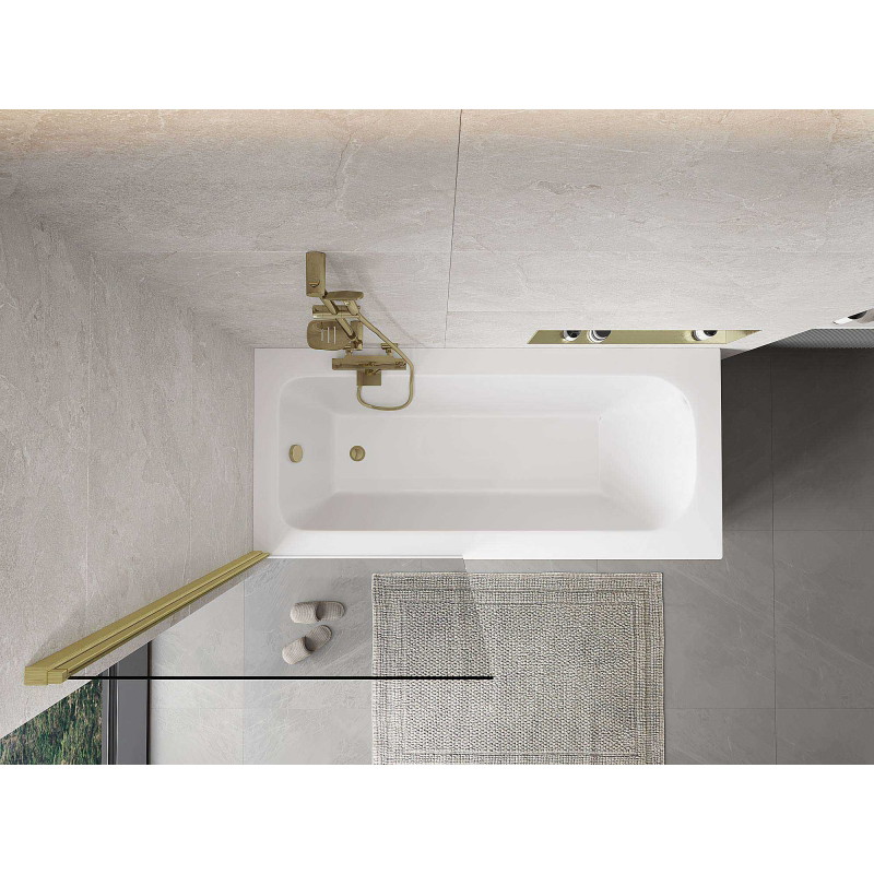Mexen Mist 1-wing shower screen 80 x 150 cm, transparent, brushed gold - 8A9-080-001-55-00