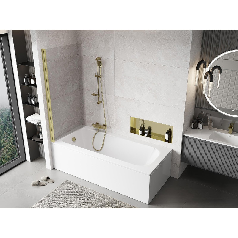 Mexen Mist 1-panel shower screen 90 x 150 cm, transparent, brushed gold - 8A9-090-001-55-00