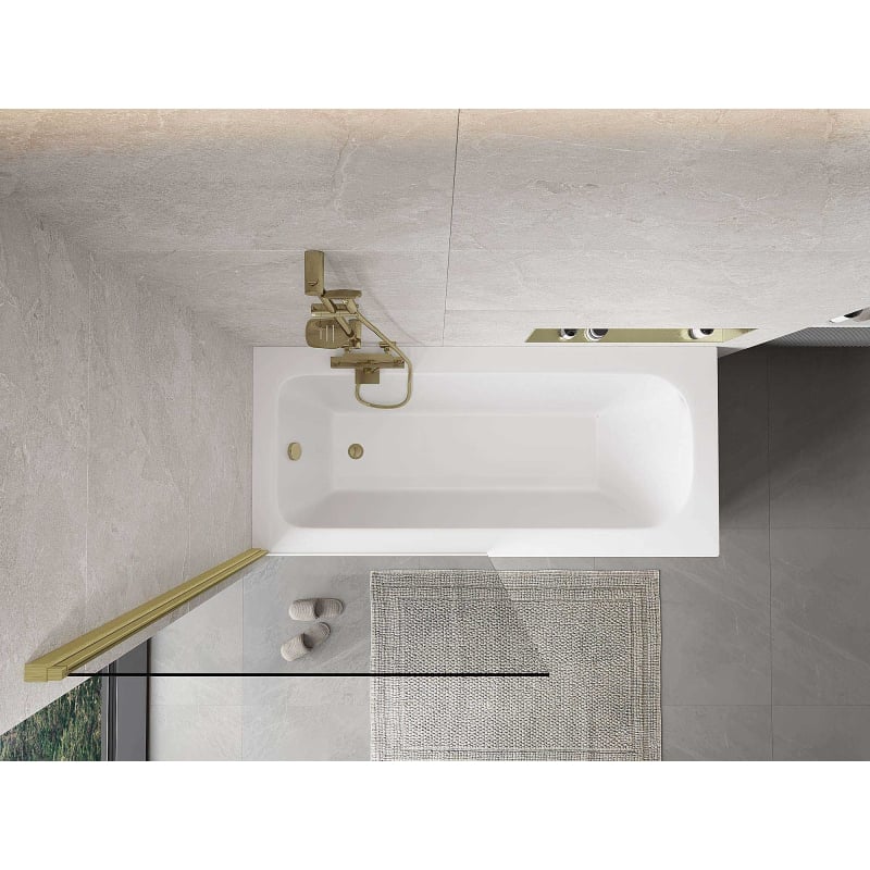 Mexen Mist 1-panel shower screen 90 x 150 cm, transparent, brushed gold - 8A9-090-001-55-00
