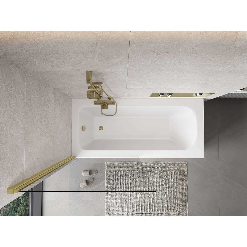 Mexen Mist schermo per doccia a 1 anta 90 x 150 cm, trasparente, oro spazzolato - 8A9-090-001-55-00