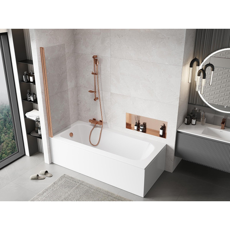 Mexen Mist 1-wing shower screen 50 x 150 cm, transparent, brushed copper - 8A9-050-001-65-00