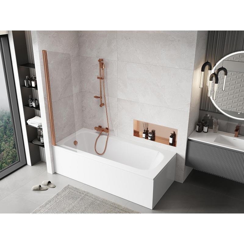 Mexen Mist 1-wing shower screen 50 x 150 cm, transparent, brushed copper - 8A9-050-001-65-00
