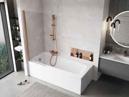 Mexen Mist parede de banho de 1 painel 70 x 150 cm, transparente, cobre escovado - 8A9-070-001-65-00