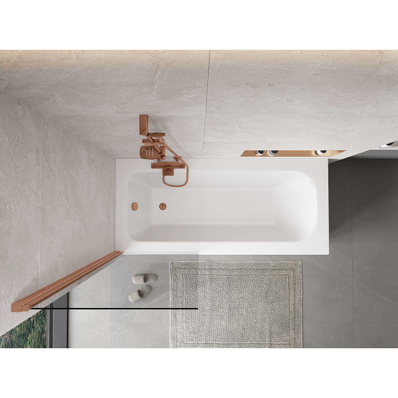 Mexen Mist mampara de baño de 1 hoja 70 x 150 cm, transparente, cobre cepillado - 8A9-070-001-65-00