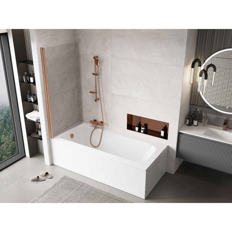 Mexen Mist 1-wing shower screen 80 x 150 cm, transparent, brushed copper - 8A9-080-001-65-00