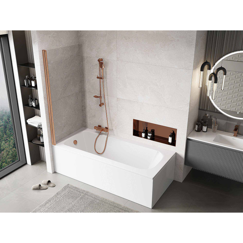 Mexen Mist paroi de douche 1-volet 80 x 150 cm, transparent, cuivre brossé - 8A9-080-001-65-00