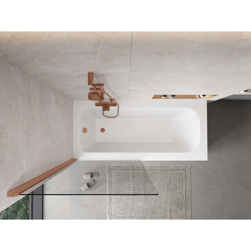 Mexen Mist parede de banho de 1 painel 90 x 150 cm, transparente, cobre escovado - 8A9-090-001-65-00