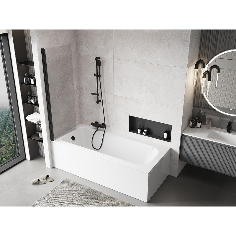 Mexen Mist 1-wing shower screen 60 x 150 cm, transparent, black - 8A9-060-001-70-00