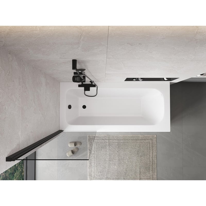 Mexen Mist 1-wing shower screen 60 x 150 cm, transparent, black - 8A9-060-001-70-00