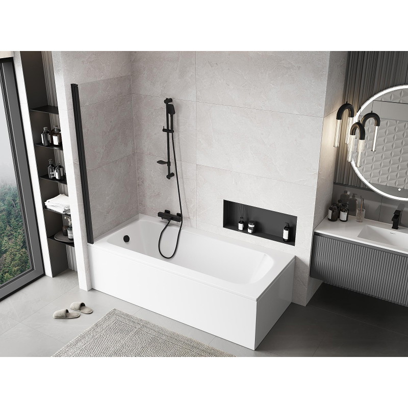 Mexen Mist dušinurgasein 1-poolne 70 x 150 cm, läbipaistev, must - 8A9-070-001-70-00