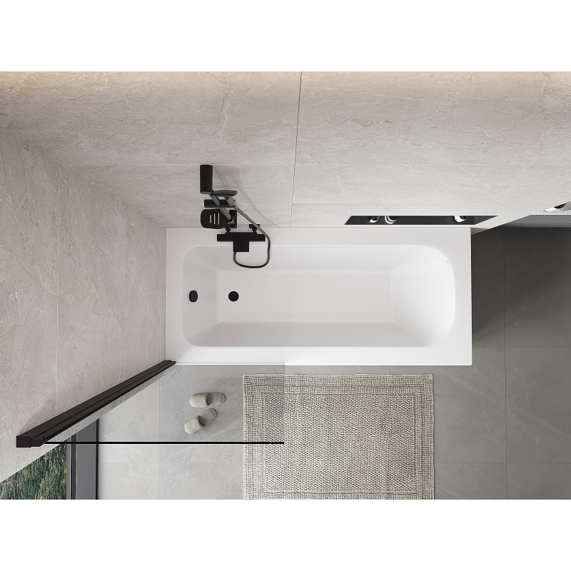 Mexen Mist parede de banho 1-folha 70 x 150 cm, transparente, preto - 8A9-070-001-70-00