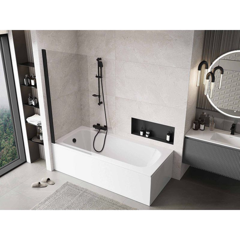 Mexen Mist paroi de douche 1-volet 80 x 150 cm, transparent, noir - 8A9-080-001-70-00