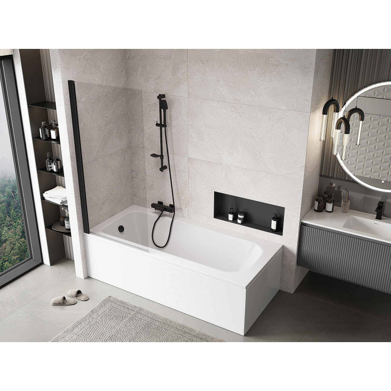 Mexen Mist shower partition 1-wing 80 x 150 cm, transparent, black - 8A9-080-001-70-00
