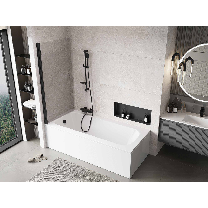 Mexen Mist enokrilni tuš paravan 80 x 150 cm, prozoren, črn - 8A9-080-001-70-00