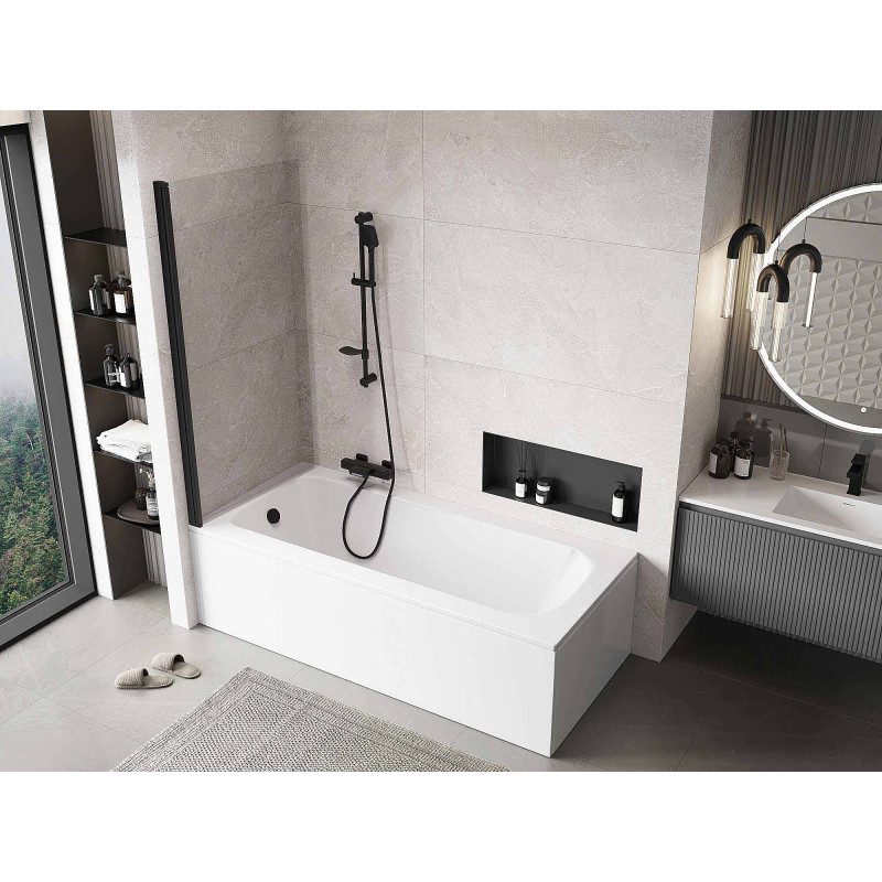 Mexen Mist shower partition 1-wing 80 x 150 cm, transparent, black - 8A9-080-001-70-00