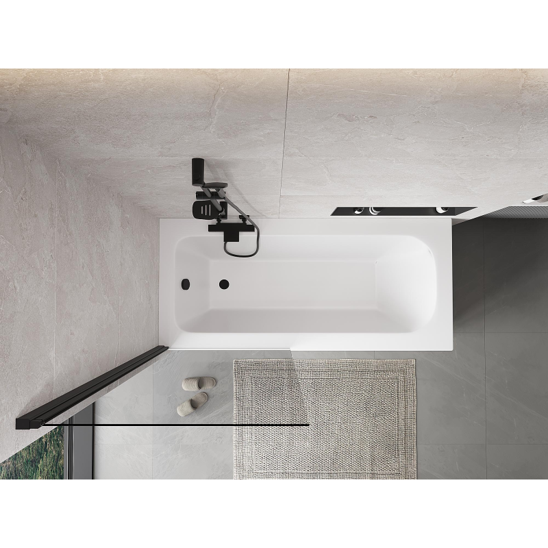 Mexen Mist painel de banho de 1 folha 80 x 150 cm, transparente, preto - 8A9-080-001-70-00