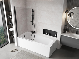 Mexen Mist paroi de baignoire 1 volet 90 x 150 cm, transparent, noir - 8A9-090-001-70-00