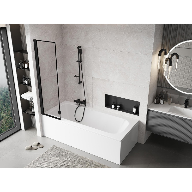 Mexen Mist 1-wing Left Shower Screen 50 x 150 cm, Black Frame, Black - 8A9-050-001-70-70-L