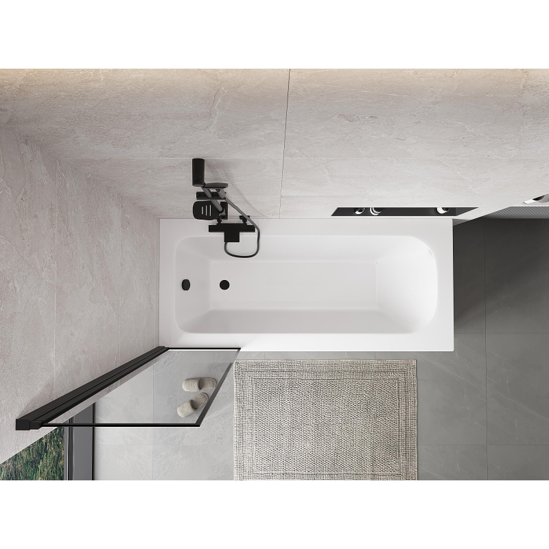 Mexen Mist paratia per vasca da bagno, 1 anta, lato sinistro, 50 x 150 cm, cornice nera, nero - 8A9-050-001-70-70-L
