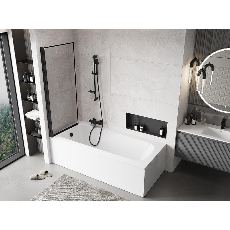 Mexen Mist pare-douche à un volet gauche 70 x 150 cm, cadre noir, noir - 8A9-070-001-70-70-L