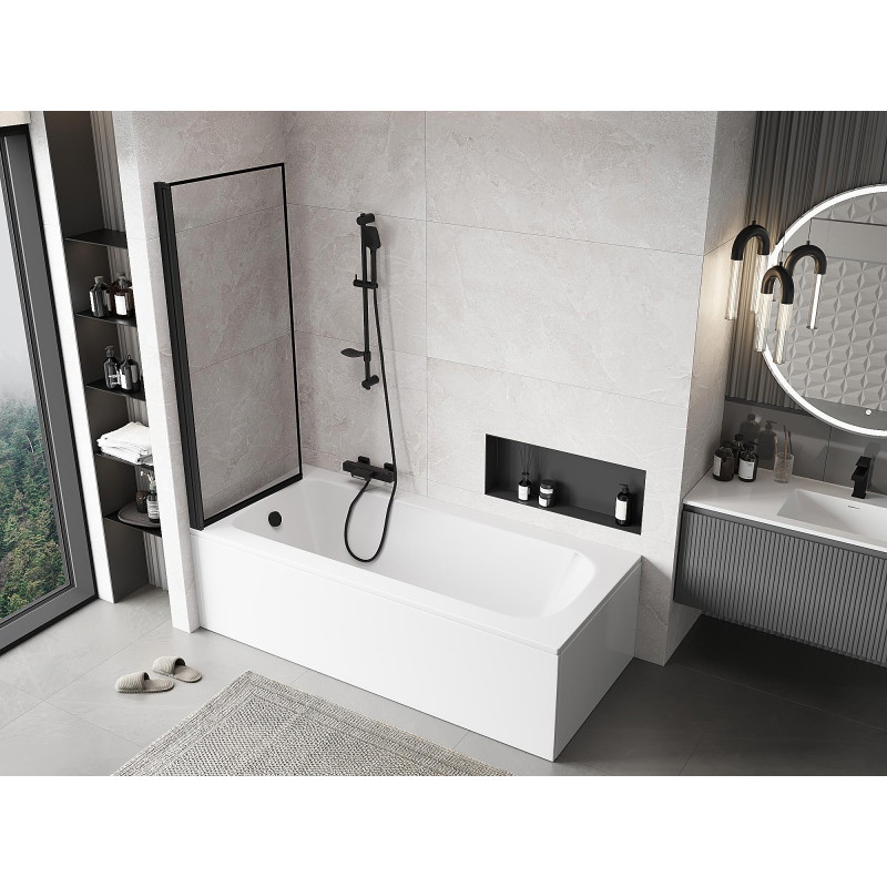 Mexen Mist vannitoa dušisein, 1-osaline, vasak, 70 x 150 cm, must raam, must - 8A9-070-001-70-70-L