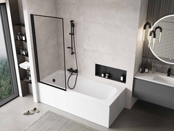 Mexen Mist paroi de baignoire 1-volet gauche 80 x 150 cm, cadre noir, noir - 8A9-080-001-70-70-L