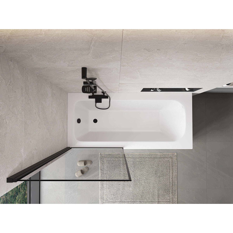 Mexen Mist 1-panel left shower screen 80 x 150 cm, black frame, black - 8A9-080-001-70-70-L