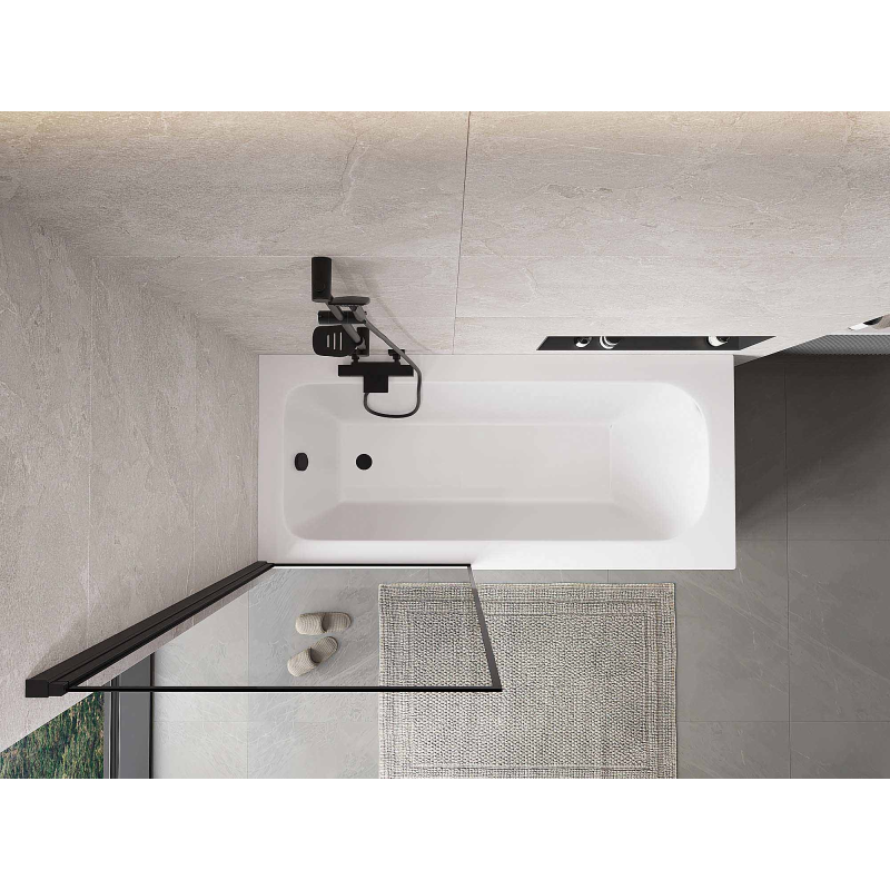 Mexen Mist resguardo de duche de 1 folha, lado esquerdo, 80 x 150 cm, moldura preta, preto - 8A9-080-001-70-70-L