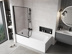 Mexen Mist paroi de douche 1-volet gauche 90 x 150 cm, cadre noir, noir - 8A9-090-001-70-70-L