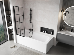 Mexen Mist paratia da doccia 1 anta sinistra 60 x 150 cm, griglia nera, nero - 8A9-060-001-70-77-L