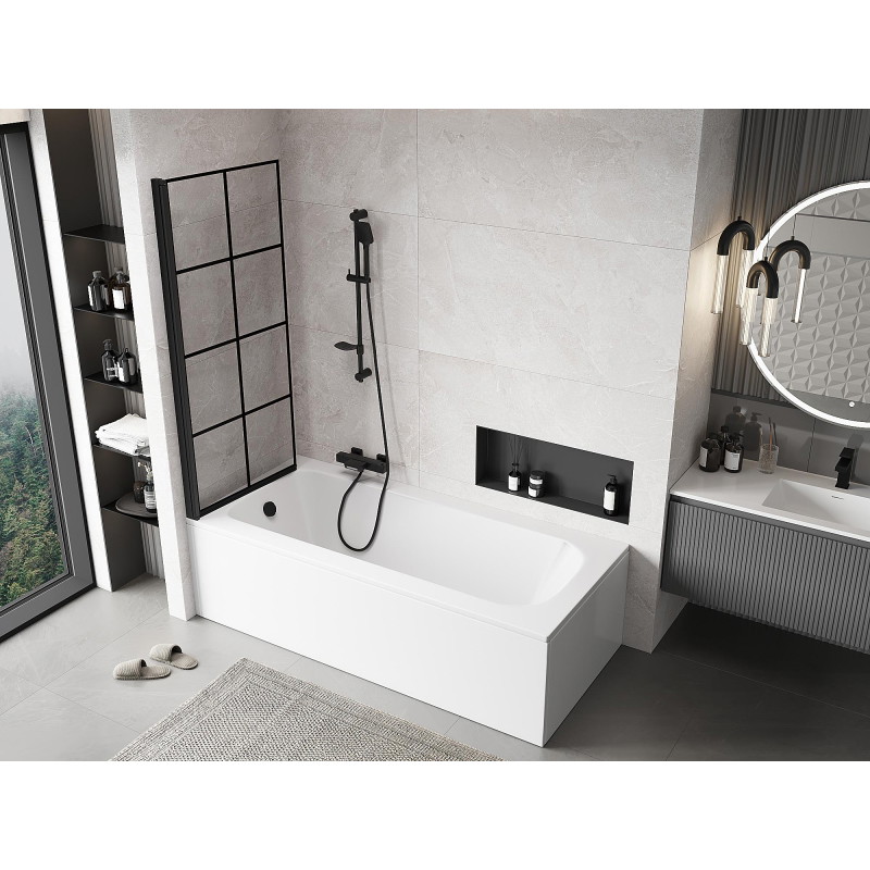 Mexen Mist shower screen single-wing left 70 x 150 cm, black grid, black - 8A9-070-001-70-77-L