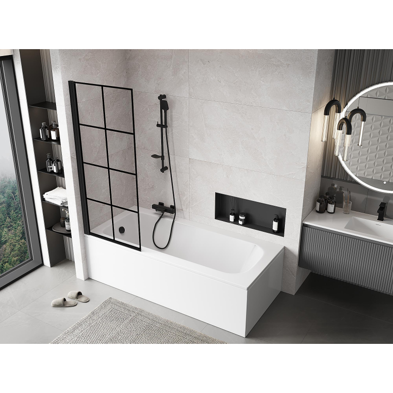 Mexen Mist douchewand 1-deurs links 70 x 150 cm, zwart raster, zwart - 8A9-070-001-70-77-L