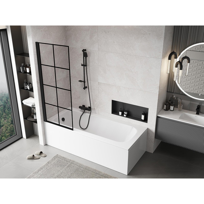 Mexen Mist shower screen single-wing left 70 x 150 cm, black grid, black - 8A9-070-001-70-77-L