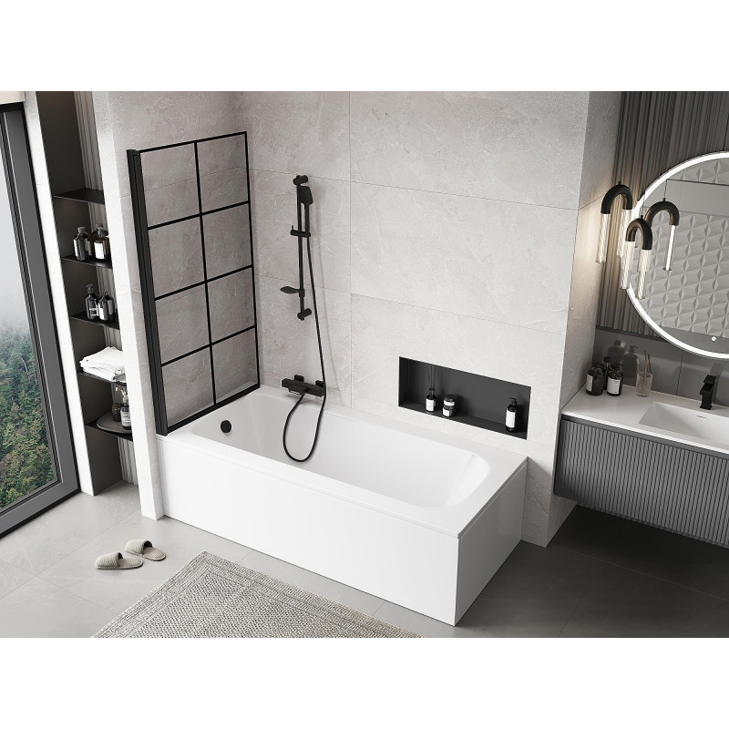Mexen Mist 1-wing left shower screen 80 x 150 cm, black grille, black - 8A9-080-001-70-77-L
