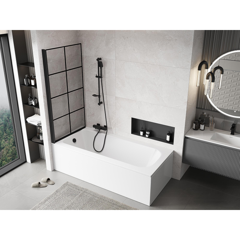 Mexen Mist paroi de douche 1 volet gauche 80 x 150 cm, grille noire, noir - 8A9-080-001-70-77-L